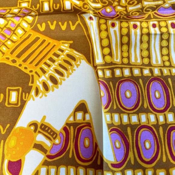 Vintage Dior 60s Silk Scarf – Gold Mod Era Design - Picture 8 of 11